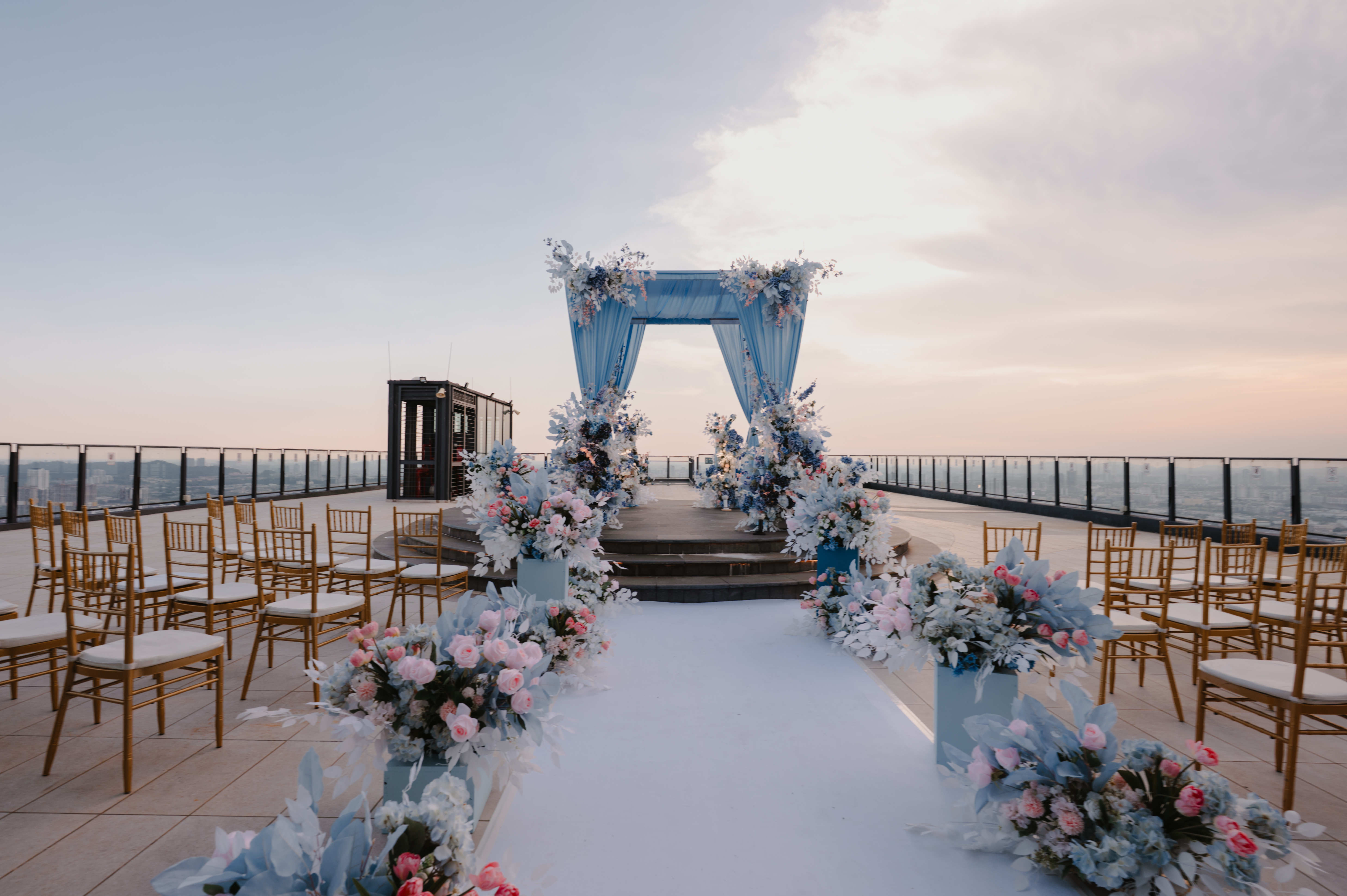 Adrian and Wendy exchanging vows on Sky Deck rooftop KL